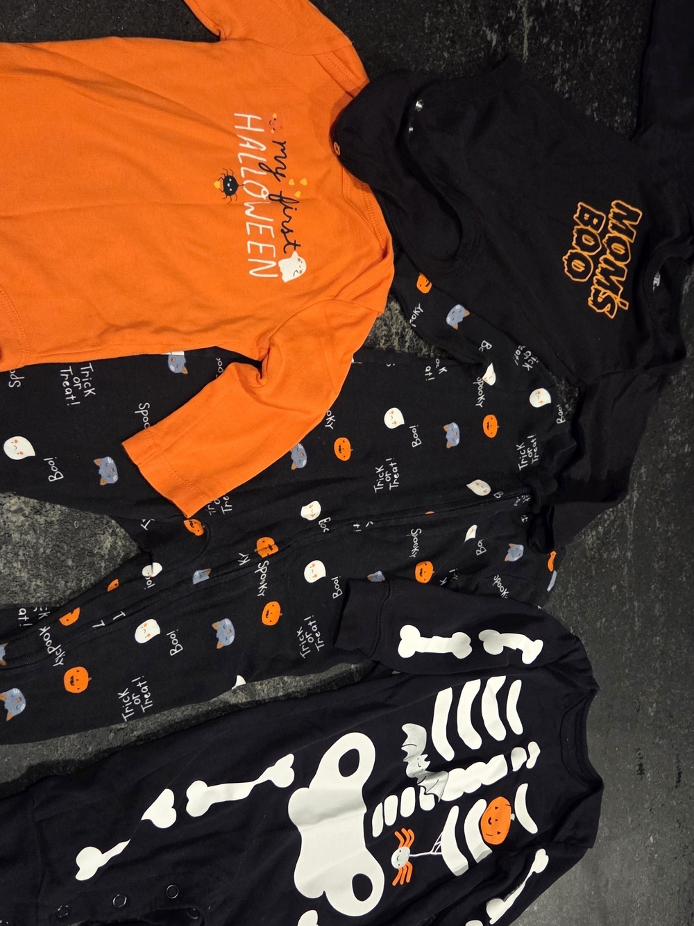 4 Piece Kids Halloween One-Piece Bodysuits & Sleepers - Orange & Black